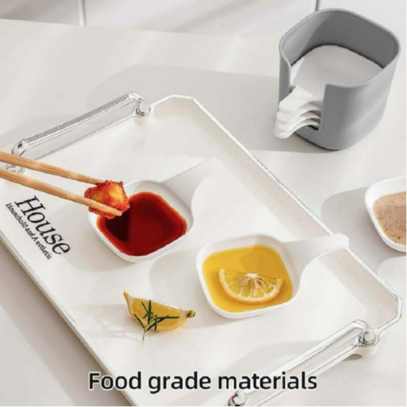 Elevate Your Dining Experience with Our 7-Piece Dipping Sauce Plate & Holder Set - Perfect for Vinegar & Soy Sauce!