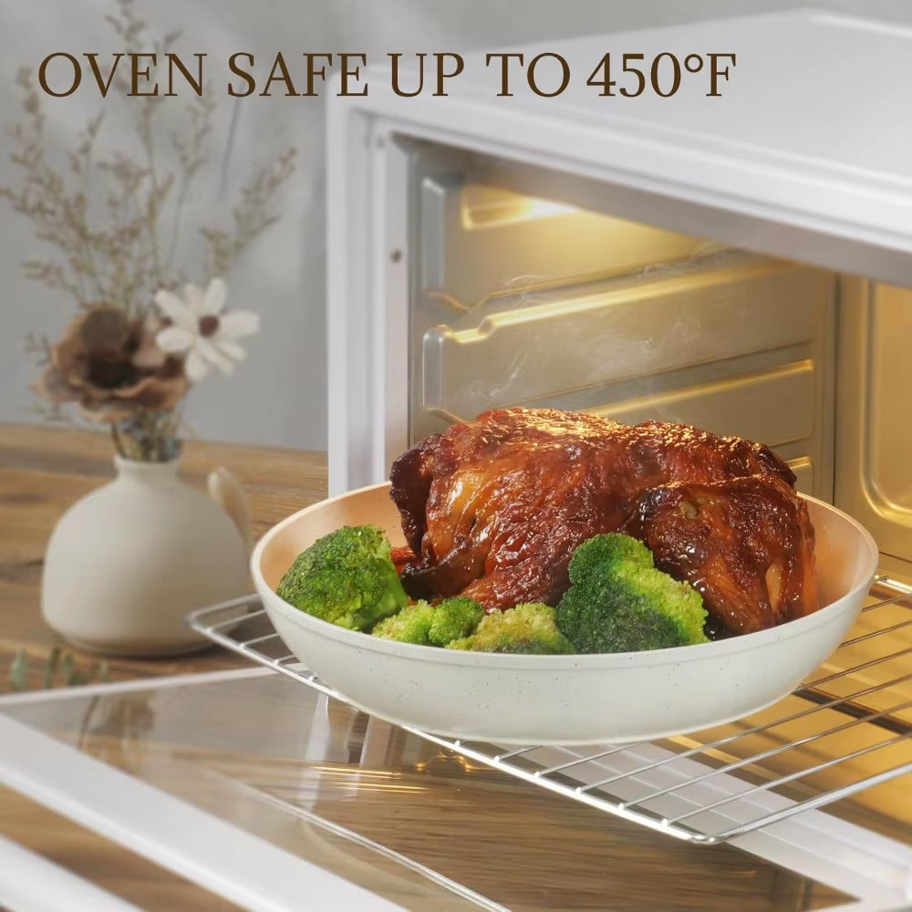 23Pcs Ceramic Cookware Set Non Stick Pots and Pans Set Non Toxic with Detachable Handle Induction Kitchen Cookware Set Space Sav