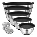 Elevate Your Baking Experience with Our 8-Piece Stainless Steel Mixing Bowl Set - Featuring Airtight Lids and Stylish Black Design!