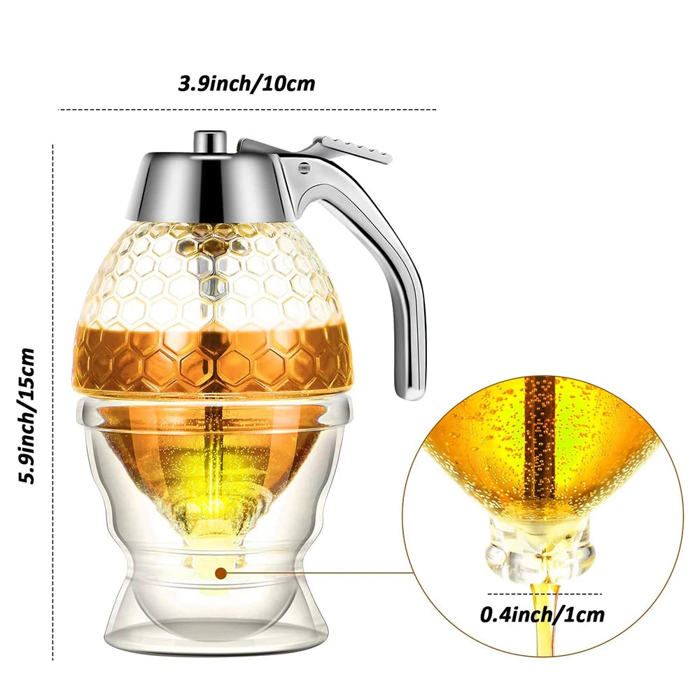 Upgrade Your Kitchen with the No Drip Acrylic Honey Pourer Dispenser - Perfect for Syrups and Juices!