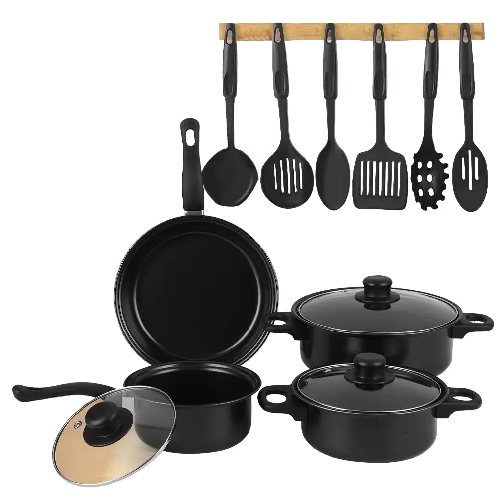 13Pcs Cookware Set Non-Stick Steel Pot Small Saucepan Skillet Cooking Melting Pan Cauldron Induction Cooker Pans for Gas Stove