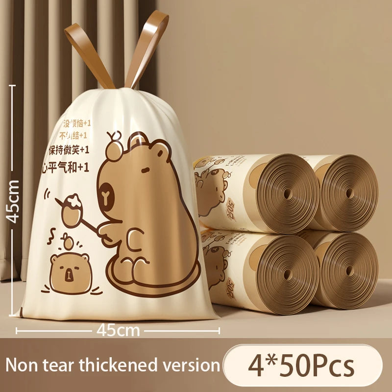 Thickened Tear-Free Drawstring Garbage Bag Portable Large Kitchen Cleaning Bag Household Essential