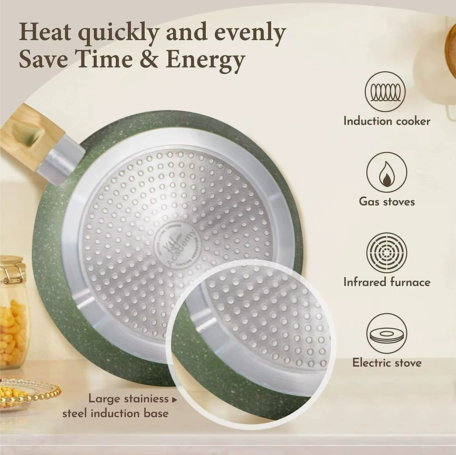 12Piece Kitchen Induction Cookware Set Granite Non Stick Pots and Pans Set W/Lid