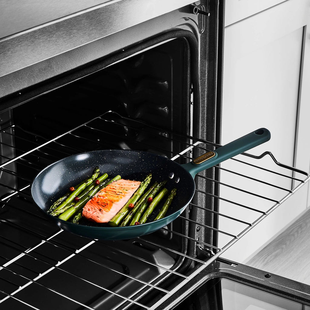 12-Piece Non-Stick Granite Collection Cookware Set, Pots and Pans Set - Hunter Green