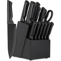 Elevate Your Culinary Skills with Our Premium 15-Piece Self-Sharpening Knife Set - Dishwasher Safe & Stylish Black Design
