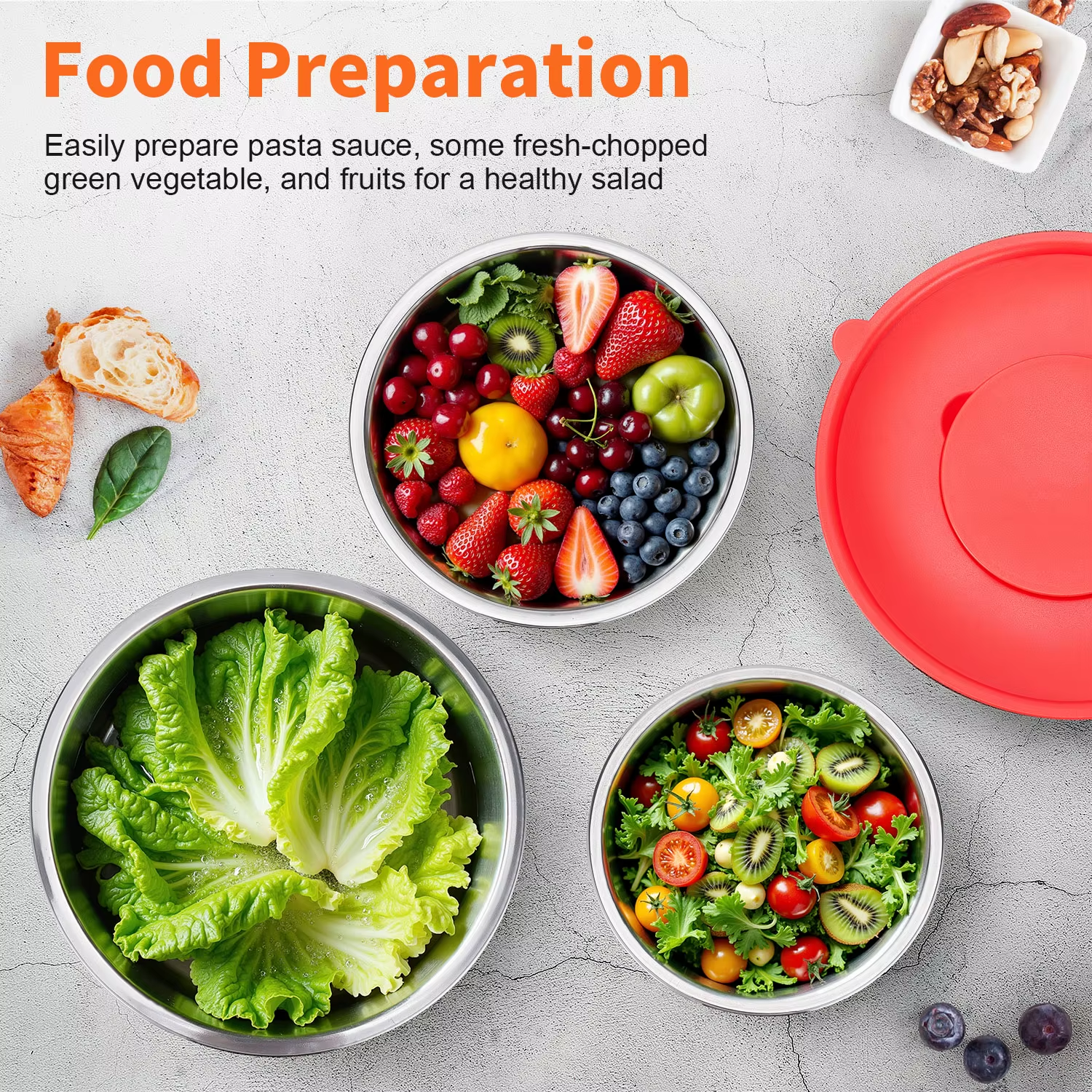 29-Piece Stainless Steel Mixing Bowl Set with Lids – Nesting Bowls for Cooking, Baking & Food Prep