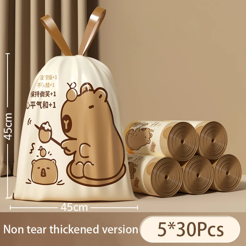 Thickened Tear-Free Drawstring Garbage Bag Portable Large Kitchen Cleaning Bag Household Essential