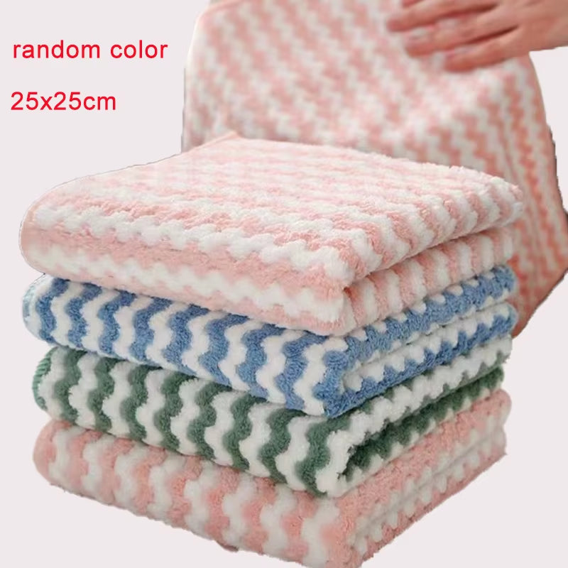 5/10Pcs Microfiber Kitchen Dish Cloth Super Absorbent Cleaning Cloth Non-Stick Oil Wipe Rags Household Cleaning Towels Tools