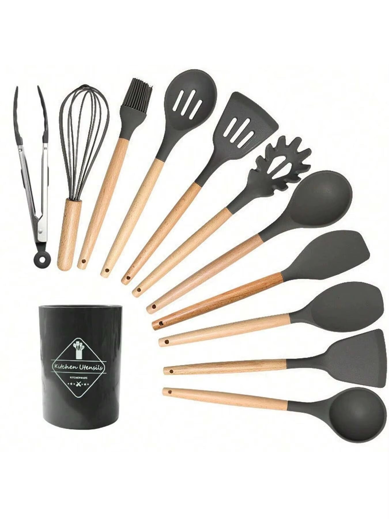 Kitchen Handle Silicone Kitchenware Set, Non Stick Pot, Cooking Shovel, Spoon, Storage Bucket, Household Items, Holiday Gifts