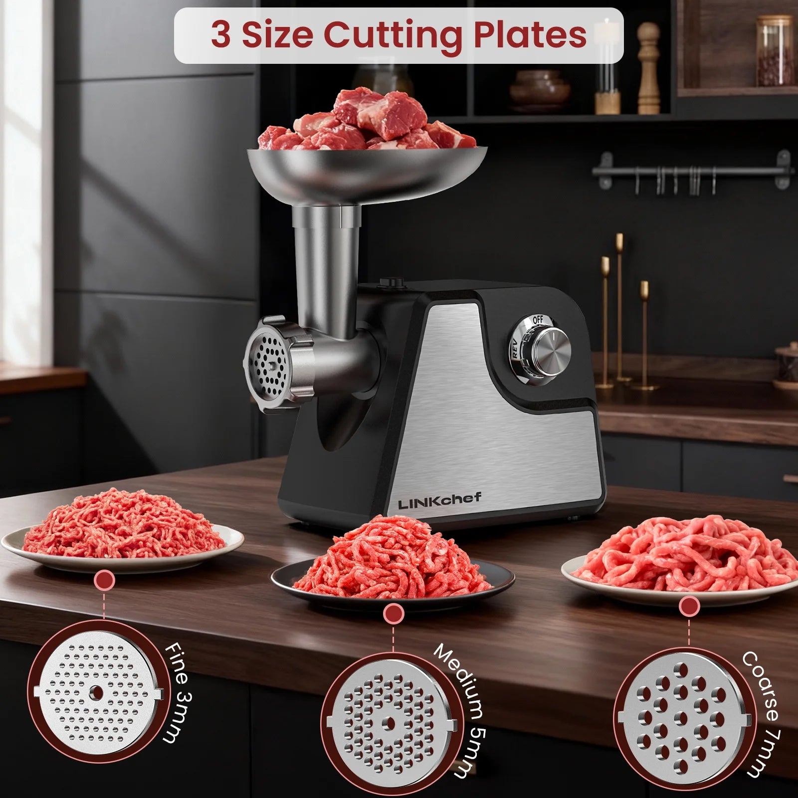 Meat Grinder, 2 Adjustable Speed 2400W Max Electric Meat Grinders for Home Use, Sausage Stuffer, ETL Approved(Black)