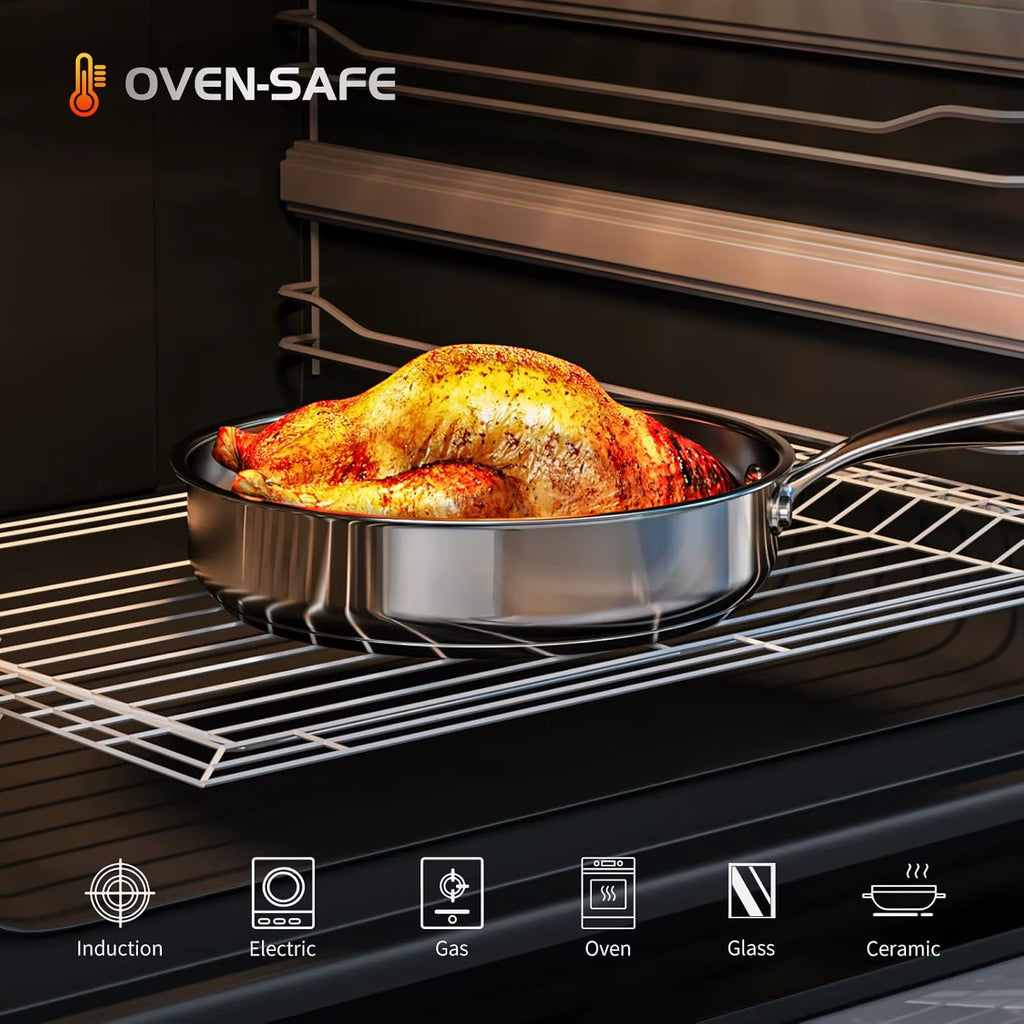 Elevate Your Cooking Experience with Our 16-Piece Non-Toxic Stainless Steel Pots and Pans Set - Complete with Steamer and Utensils!