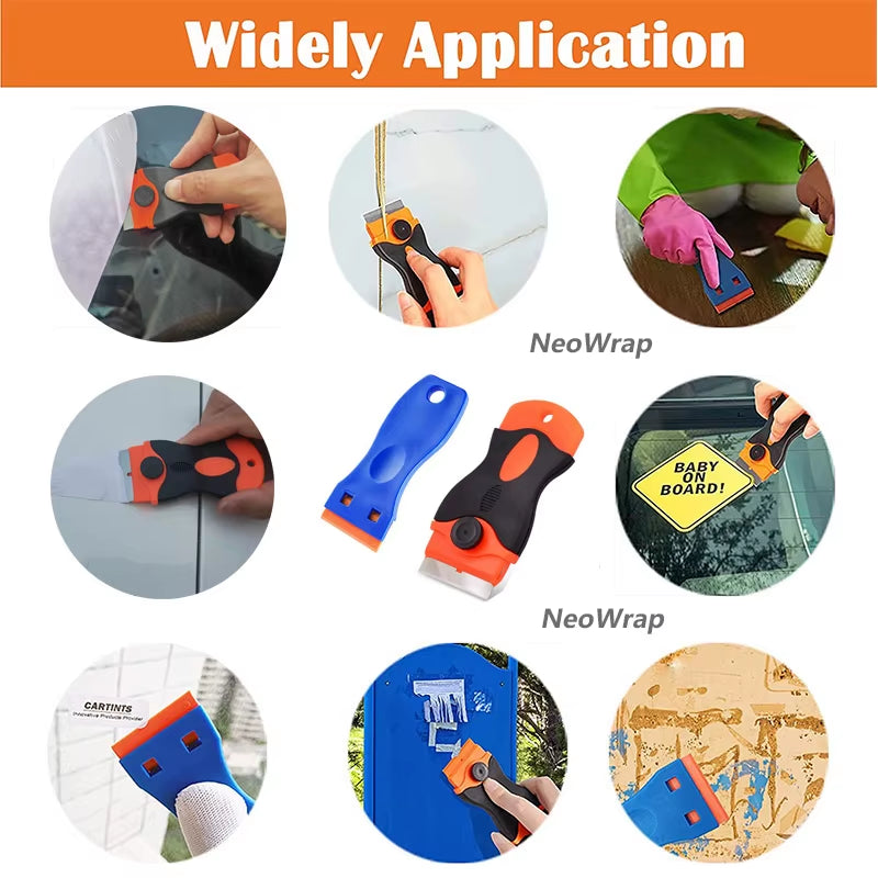 Effortlessly Remove Stickers and Glue with the NeoWrap Car Glass Scraper - Razor Blade Tool for Windows and Ceramic Hobs