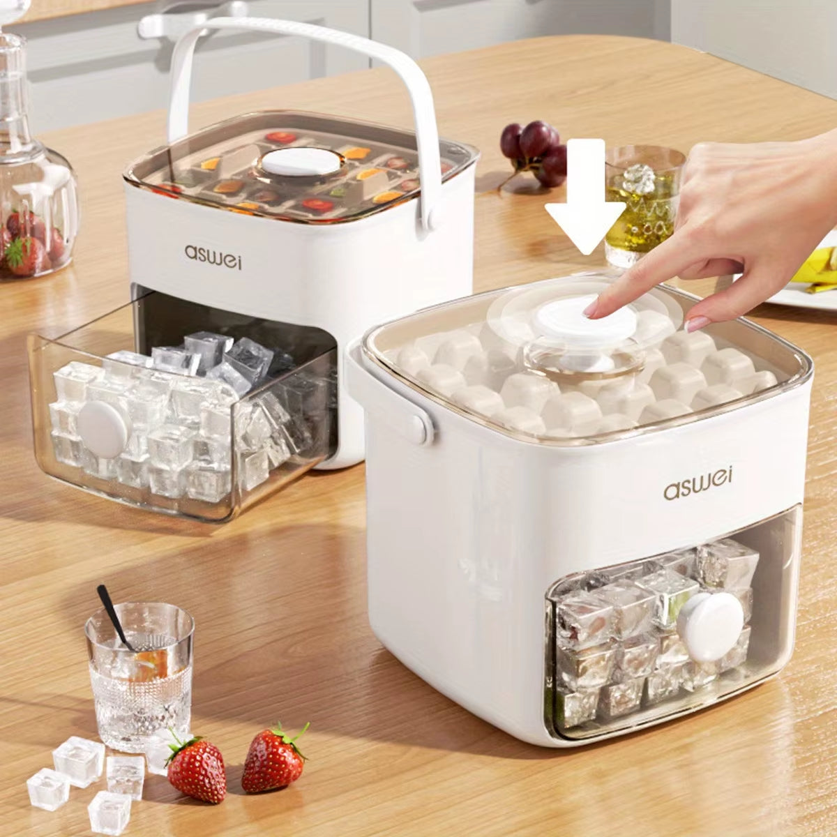 Create Endless Frozen Delights with Our 48-Cube Ice Maker - Easy-Press Lid for Effortless DIY Treats!