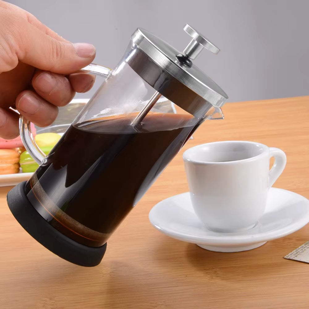 French Press Pot with Filter Multifunctional Hand Punch Coffee Pot Heat Resistant Borosilicate Glass Brewings Pot for Tea Milk