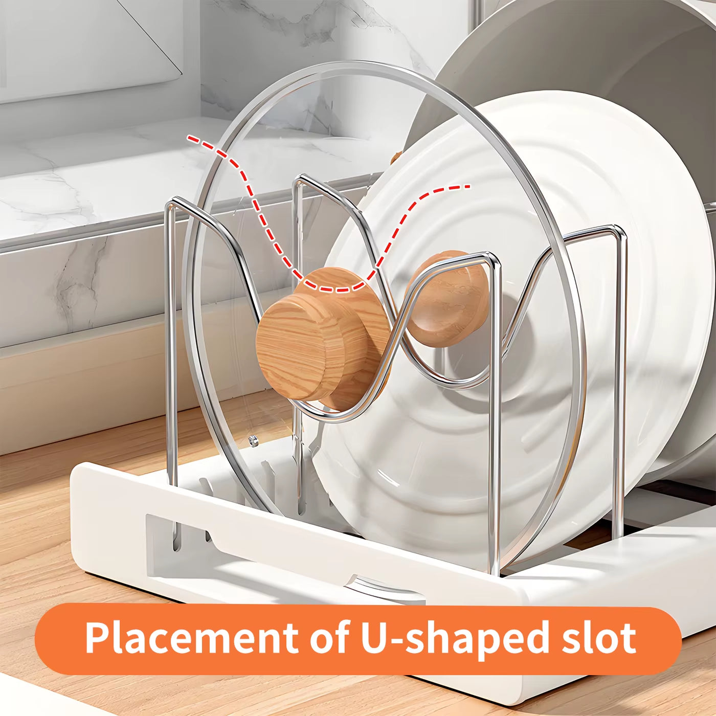 Expandable Utensil Storage Rack, Extendable Pot and Pan Organizer for Kitchen Cabinets, with 12 Adjustable Shelves, White