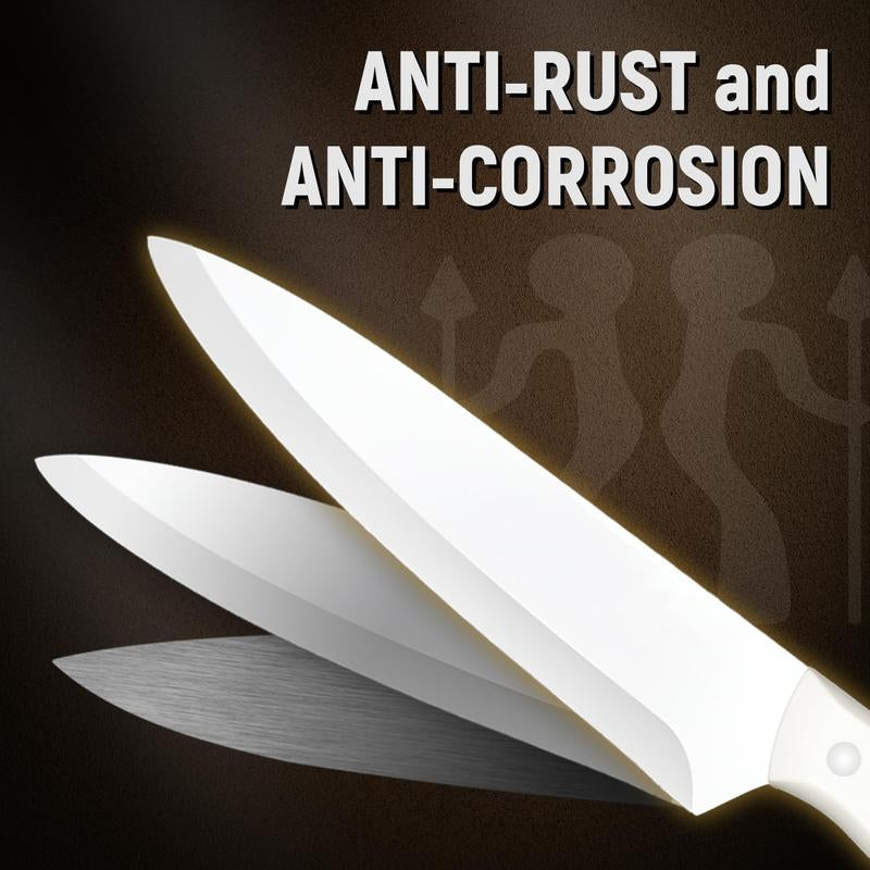 Elevate Your Culinary Skills with the 15-Piece Self-Sharpening Kitchen Knife Set - Rustproof Stainless Steel with Ergonomic Anti-Slip Handles