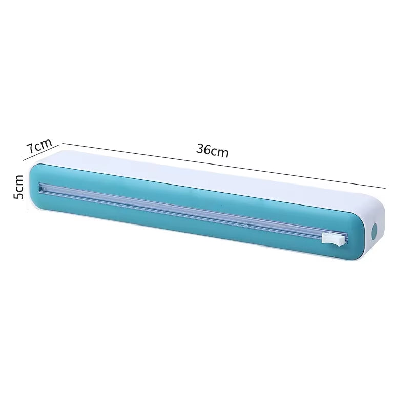 2 in 1 Plastic Wrap Dispenser Food Cling Film Cutter Wrap Storage Box Aluminum Foil Stretch Film Cutter Kitchen Accessories