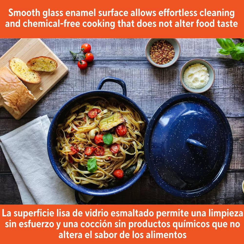 6Qt Enamel Stock Pot Heavy Duty Cooking Pot Stylish Efficient Heat Distribution Perfect Soups Stews Pasta Family Gatherings