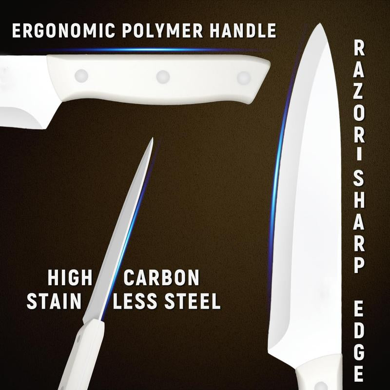 Elevate Your Culinary Skills with the 15-Piece Self-Sharpening Kitchen Knife Set - Rustproof Stainless Steel with Ergonomic Anti-Slip Handles