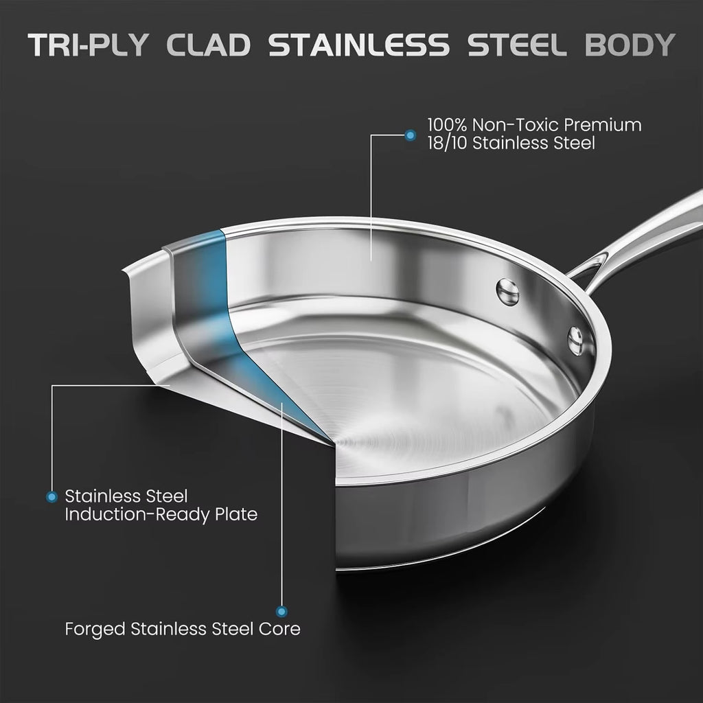 Elevate Your Cooking Experience with Our 16-Piece Non-Toxic Stainless Steel Pots and Pans Set - Complete with Steamer and Utensils!