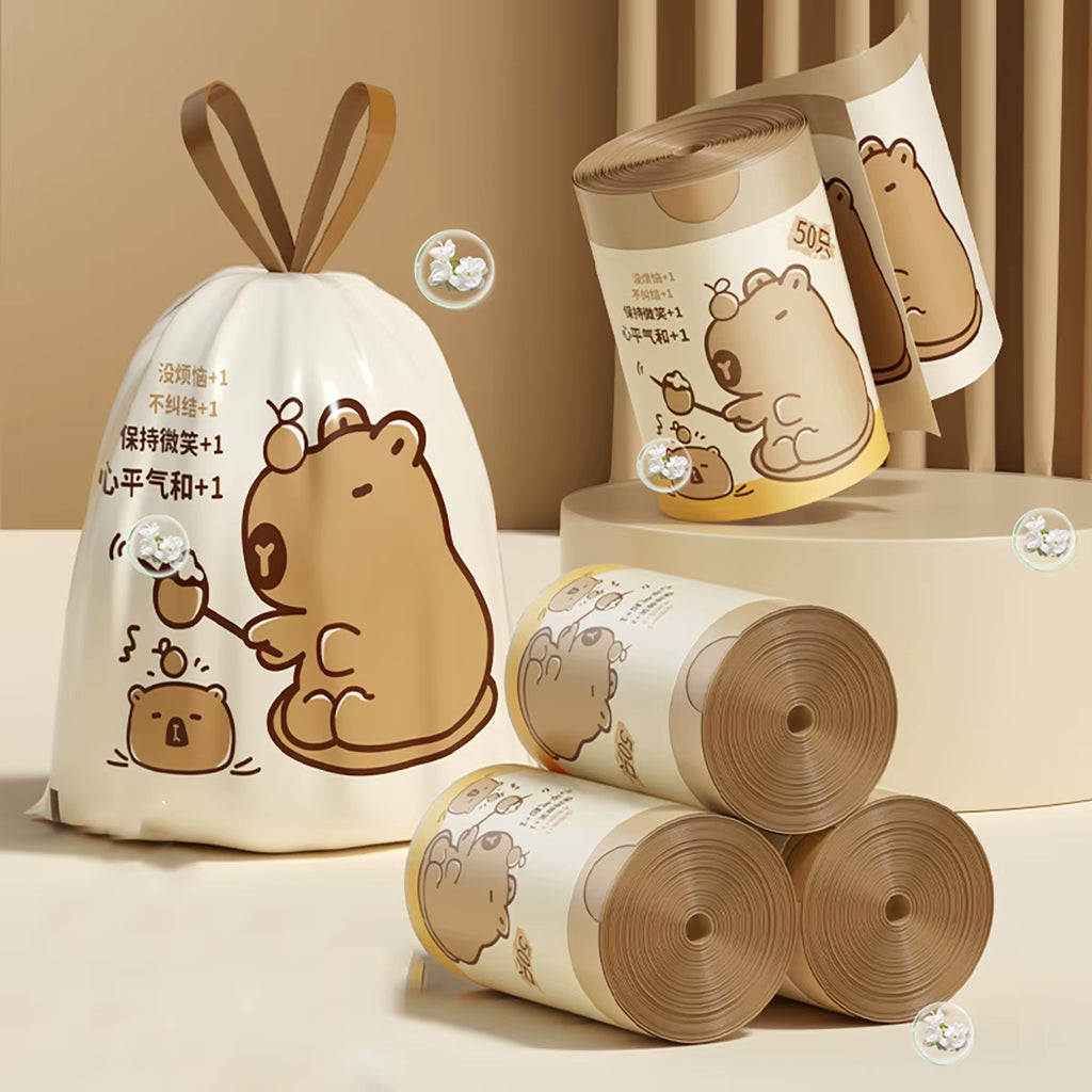 Thickened Tear-Free Drawstring Garbage Bag Portable Large Kitchen Cleaning Bag Household Essential