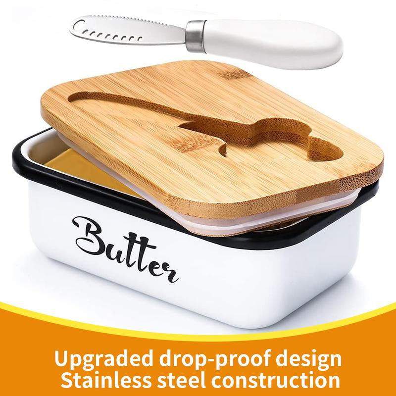 Elegant Butter Dish with Lid and Curler Knife - Double Silicone Sealed Container for Fresh, Spreadable Butter - Perfect Kitchen Decor and Gift