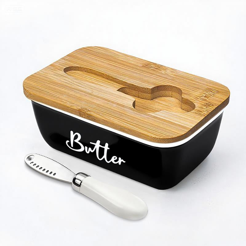 Elegant Butter Dish with Lid and Curler Knife - Double Silicone Sealed Container for Fresh, Spreadable Butter - Perfect Kitchen Decor and Gift