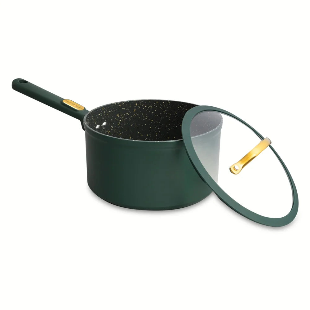 12-Piece Non-Stick Granite Collection Cookware Set, Pots and Pans Set - Hunter Green