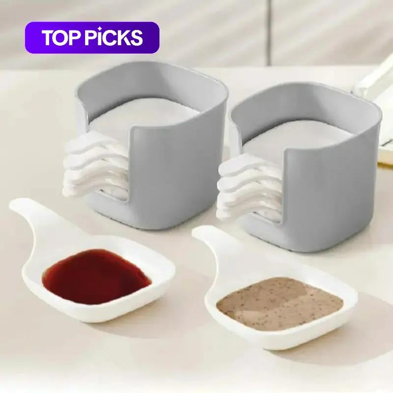 Elevate Your Dining Experience with Our 7-Piece Dipping Sauce Plate & Holder Set - Perfect for Vinegar & Soy Sauce!