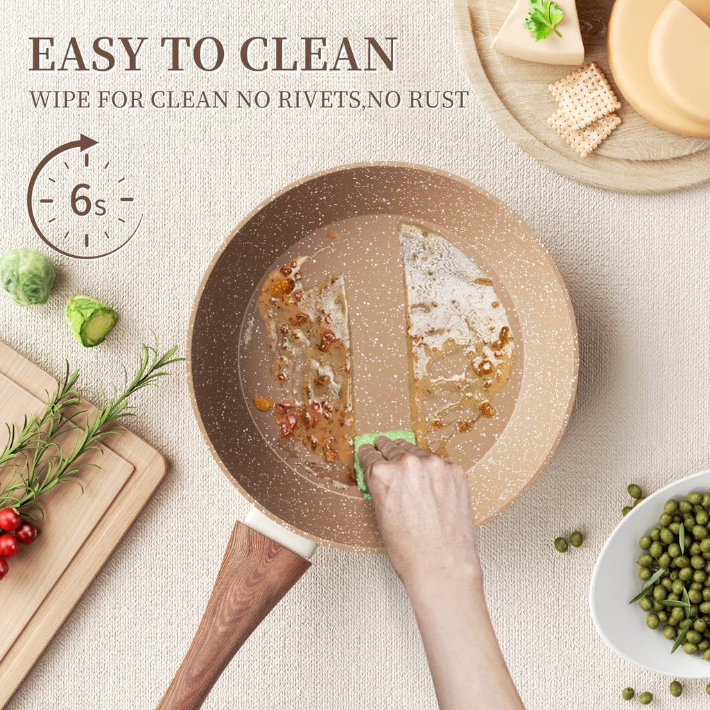 Nonstick Frying Pan and Skillet Set with Lid, 8", 9.5" and 11" Granite Cooking Induction