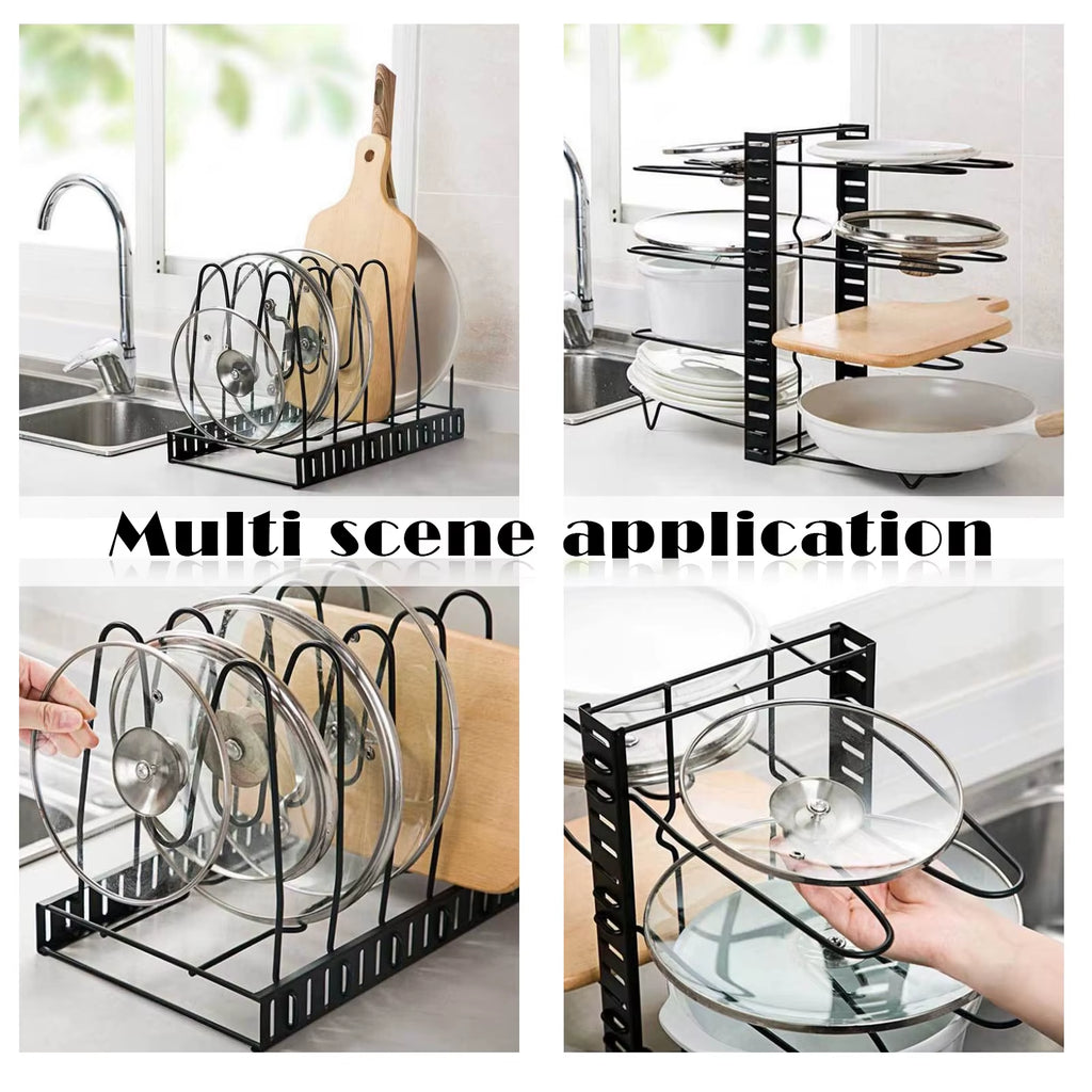 8-Tier Duty Pot Rack Organizer Durable Metal Space-Saving Cabinet Holder for Cabinet Cookware Organizers and Storage