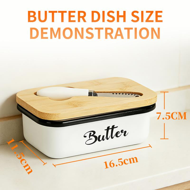 Elegant Butter Dish with Lid and Curler Knife - Double Silicone Sealed Container for Fresh, Spreadable Butter - Perfect Kitchen Decor and Gift