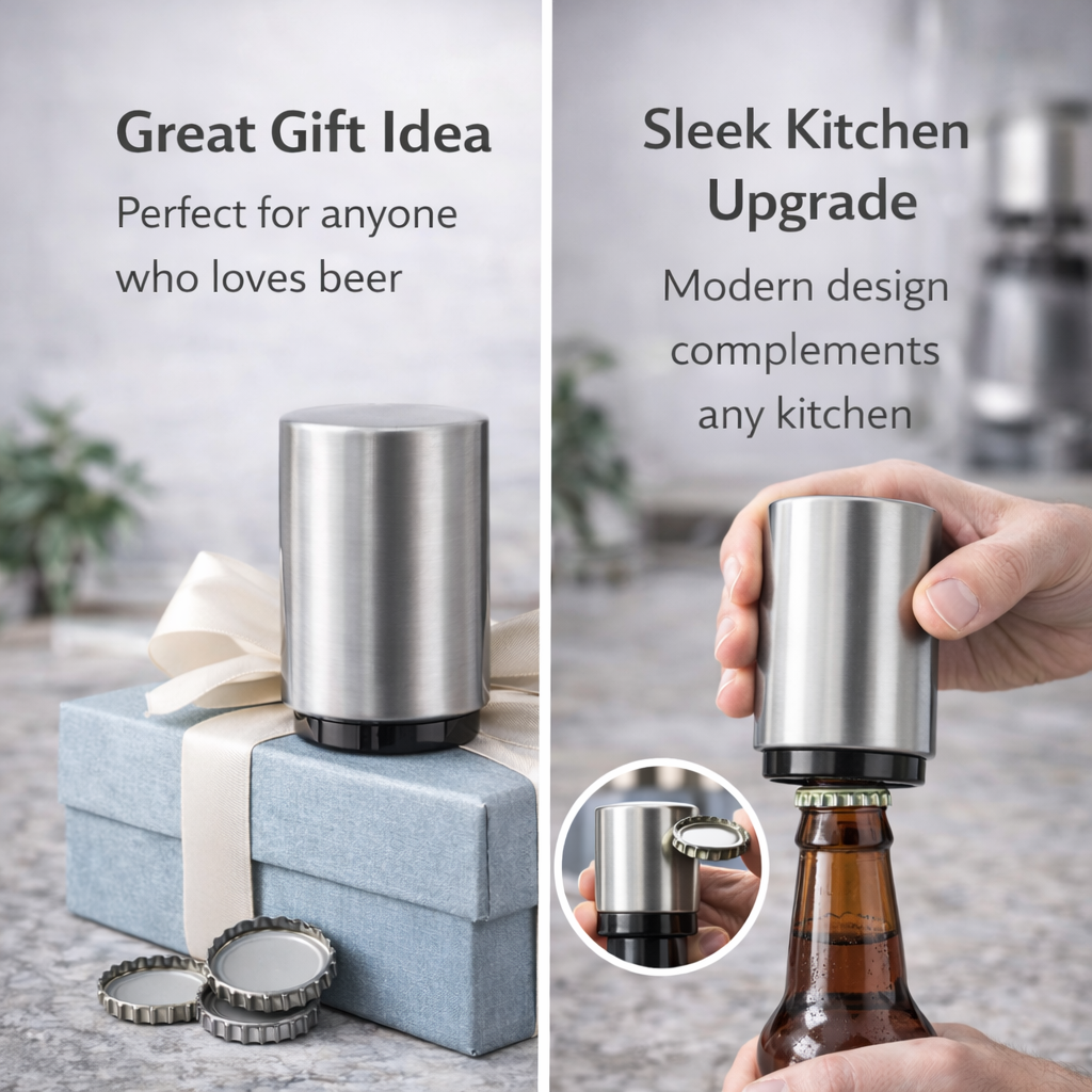 Automatic Bottle Opener — Quick, Effortless, One-Press Design (Stainless Steel)