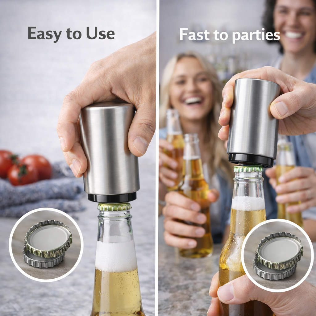 Automatic Bottle Opener — Quick, Effortless, One-Press Design (Stainless Steel)