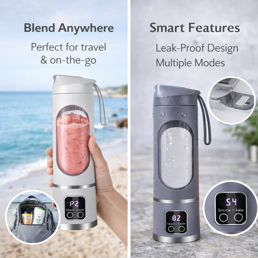 Smart Portable Blender with LED Display — Multi-Mode, Rechargeable & Leak-Proof | Perfect for Smoothies, Shakes, Baby Food & Travel