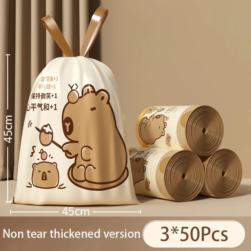 Thickened Tear-Free Drawstring Garbage Bag Portable Large Kitchen Cleaning Bag Household Essential