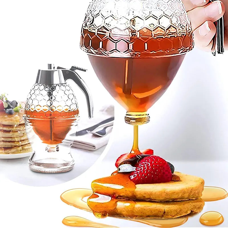 Upgrade Your Kitchen with the No Drip Acrylic Honey Pourer Dispenser - Perfect for Syrups and Juices!