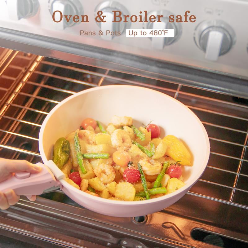 Astercook 21-Piece Nonstick Cookware Set - Versatile Kitchen Essentials with Detachable Handle for Effortless Cooking and Easy Storage