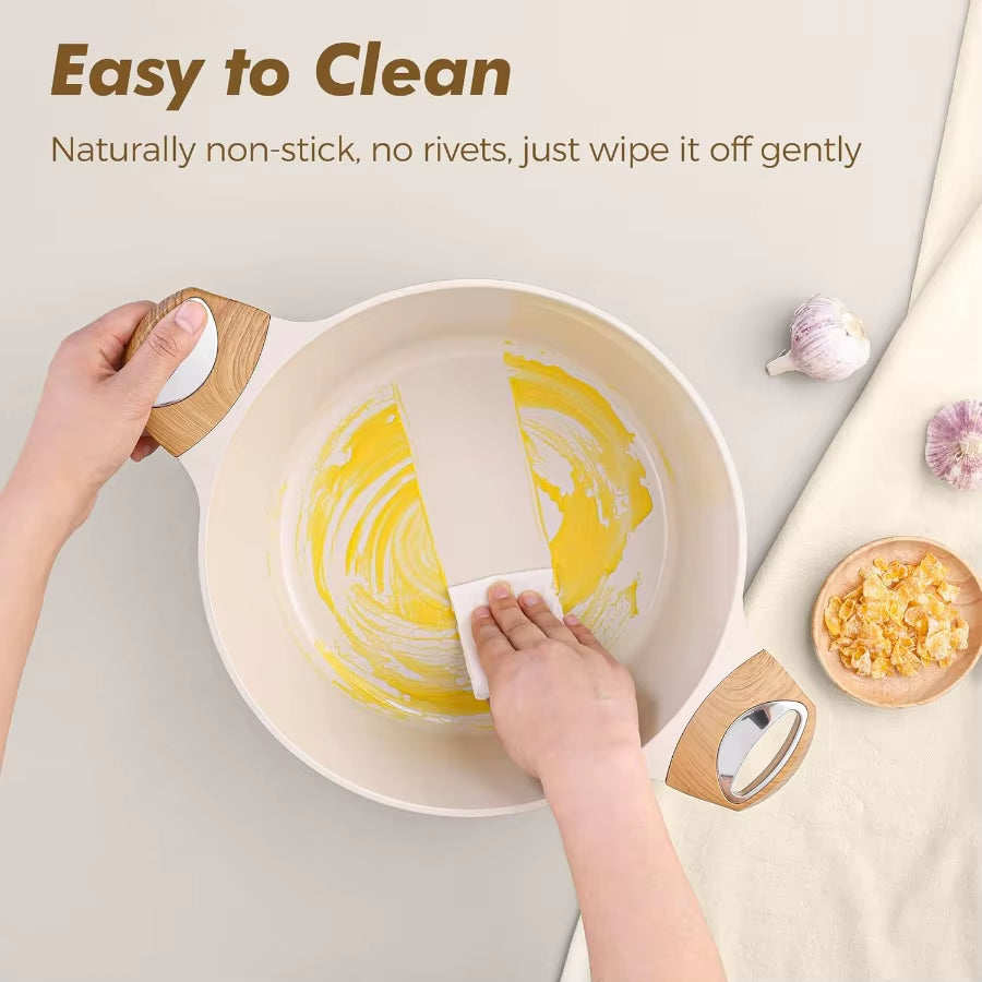 Ceramic Pots and Pans Set Nonstick, Kitchen Cookware Sets, 14-Piece Induction Cookware, Non-Toxic Healthy Non Stick Cooking Set,