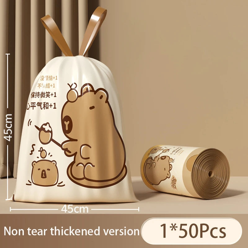 Thickened Tear-Free Drawstring Garbage Bag Portable Large Kitchen Cleaning Bag Household Essential