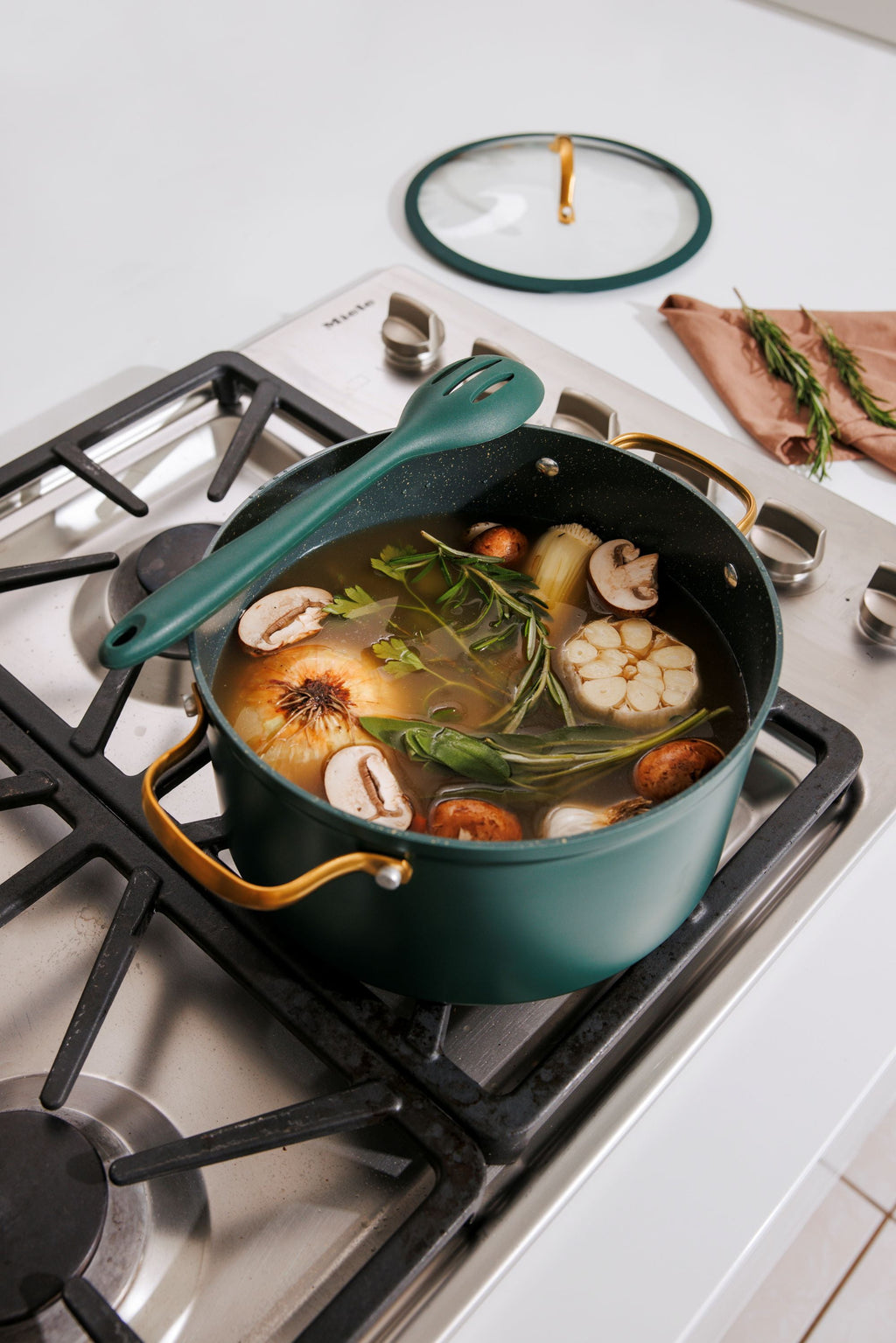 12-Piece Non-Stick Granite Collection Cookware Set, Pots and Pans Set - Hunter Green