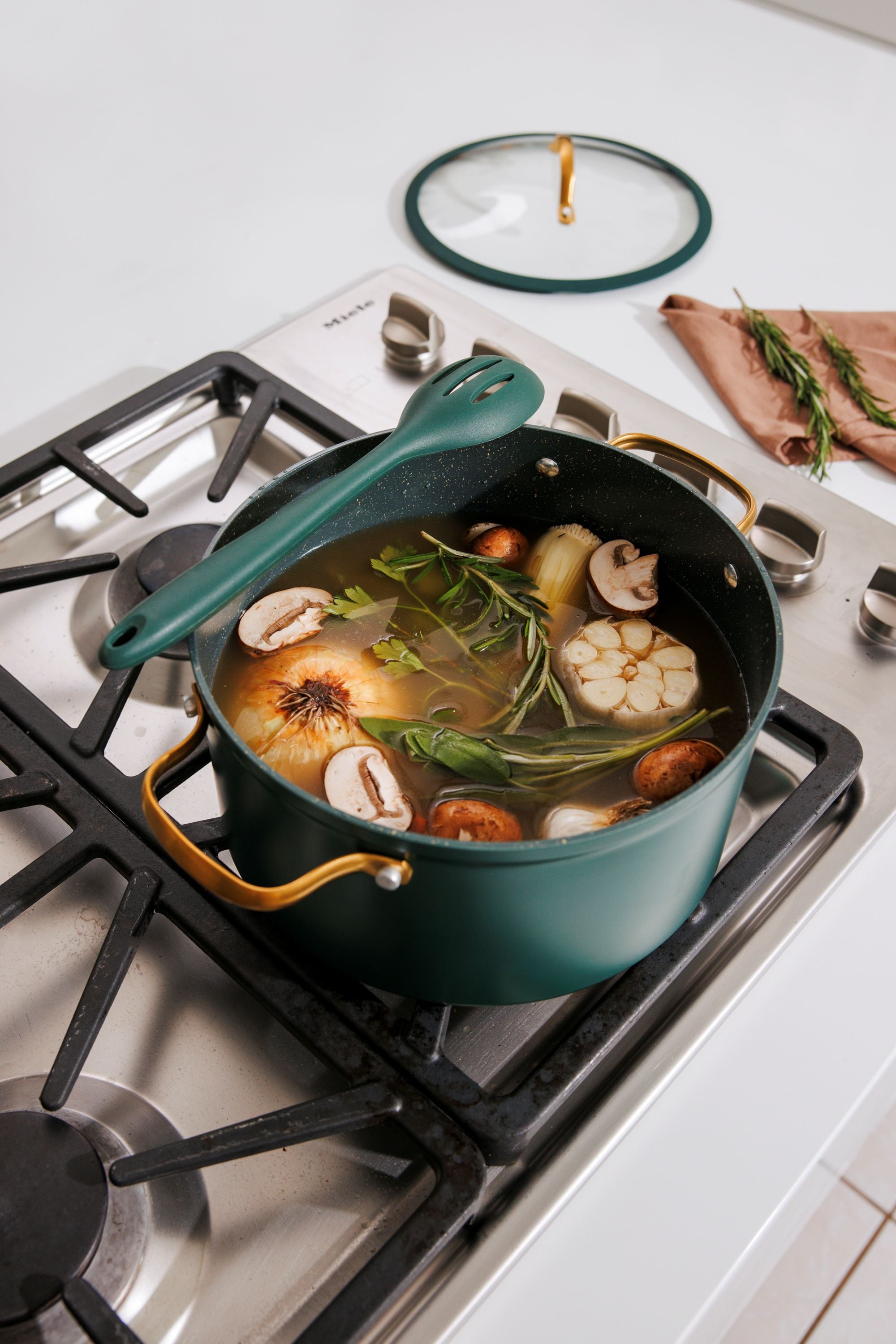 12-Piece Non-Stick Granite Collection Cookware Set, Pots and Pans Set - Hunter Green