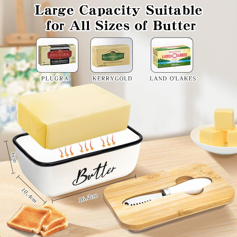 Elegant Butter Dish with Lid and Curler Knife - Double Silicone Sealed Container for Fresh, Spreadable Butter - Perfect Kitchen Decor and Gift