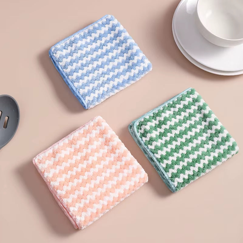 5/10Pcs Microfiber Kitchen Dish Cloth Super Absorbent Cleaning Cloth Non-Stick Oil Wipe Rags Household Cleaning Towels Tools
