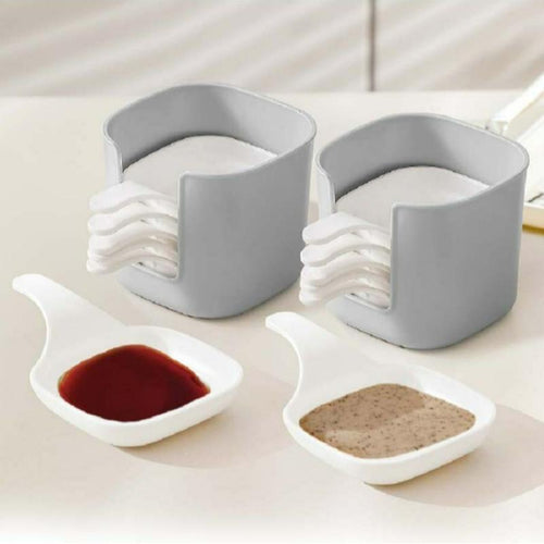 Elevate Your Dining Experience with Our 7-Piece Dipping Sauce Plate & Holder Set - Perfect for Vinegar & Soy Sauce!