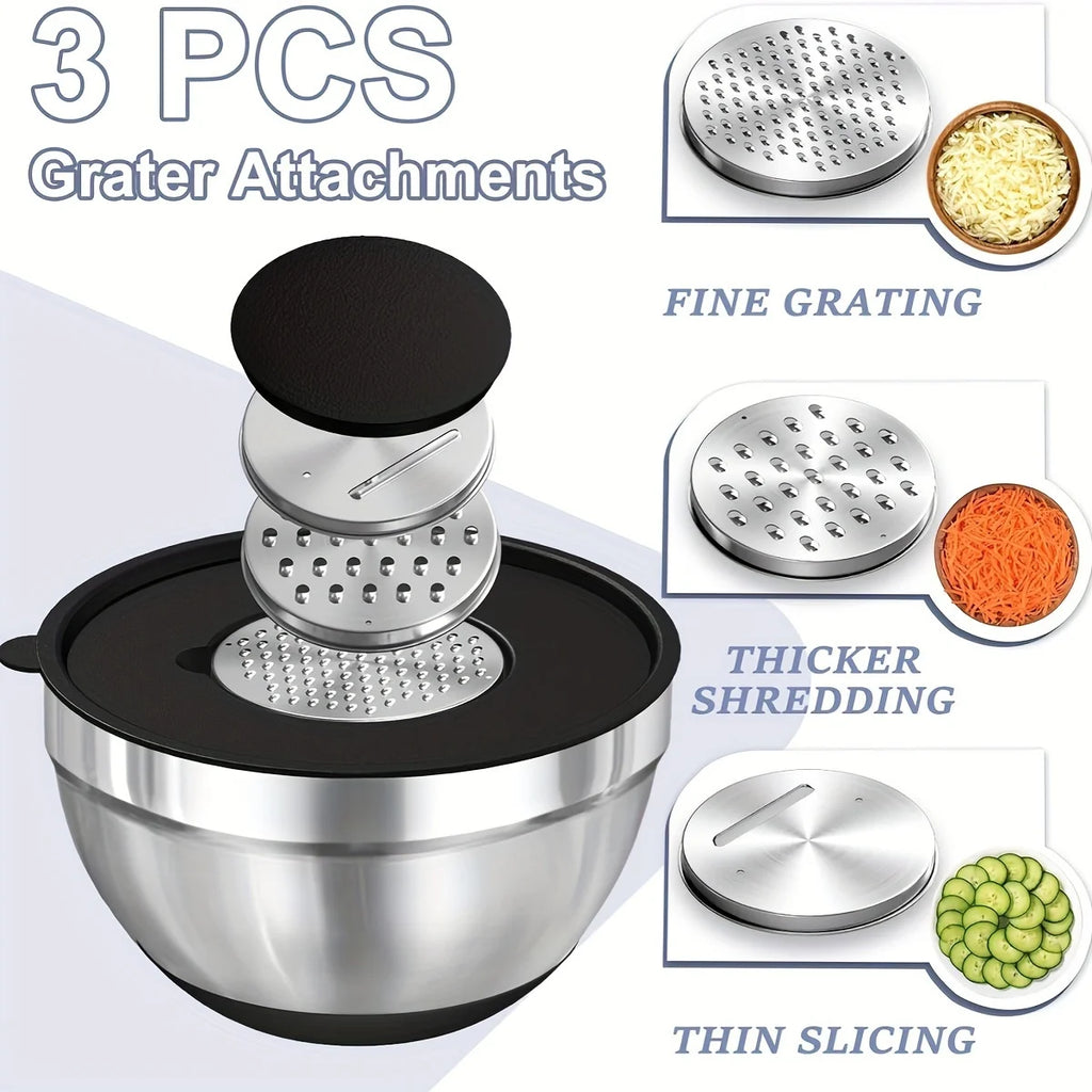 Elevate Your Baking Experience with Our 8-Piece Stainless Steel Mixing Bowl Set - Featuring Airtight Lids and Stylish Black Design!