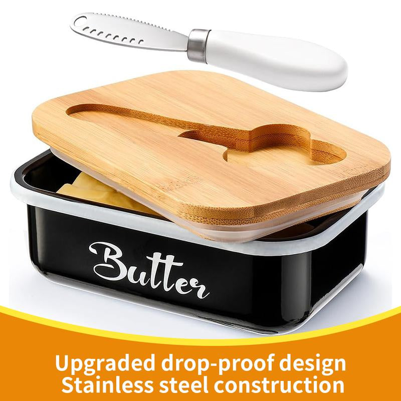Elegant Butter Dish with Lid and Curler Knife - Double Silicone Sealed Container for Fresh, Spreadable Butter - Perfect Kitchen Decor and Gift