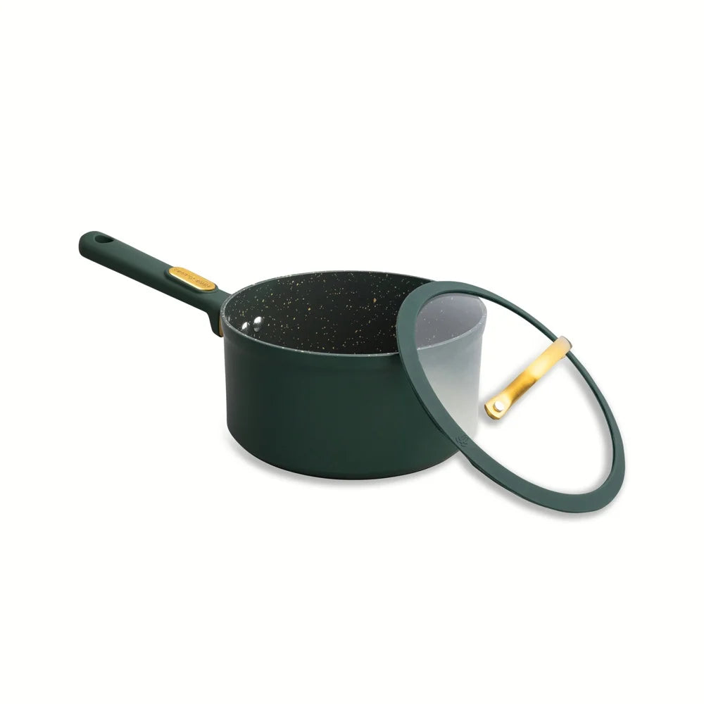 12-Piece Non-Stick Granite Collection Cookware Set, Pots and Pans Set - Hunter Green