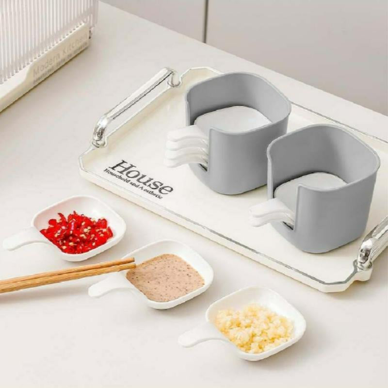 Elevate Your Dining Experience with Our 7-Piece Dipping Sauce Plate & Holder Set - Perfect for Vinegar & Soy Sauce!