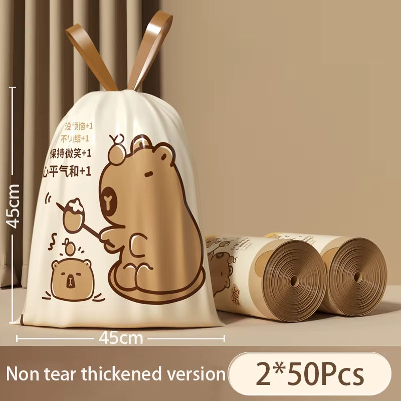 Thickened Tear-Free Drawstring Garbage Bag Portable Large Kitchen Cleaning Bag Household Essential